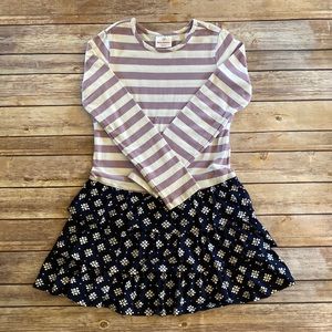 Hanna Andersson Ruffle and Striped Dress. Size 140/Girls Size 10